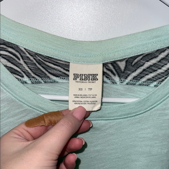 PINK Mint Green Zebra Print Shirt, XS - Picture 2 of 5